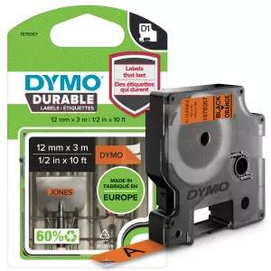 DYMO traka Durabl 12mmx3m, crna na oranz