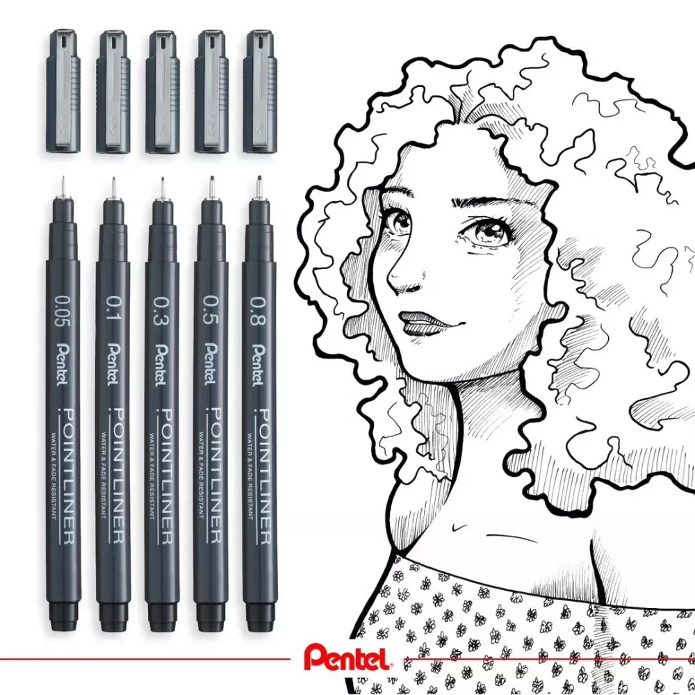 PENTEL fineliner POINTLINER crni 0,03